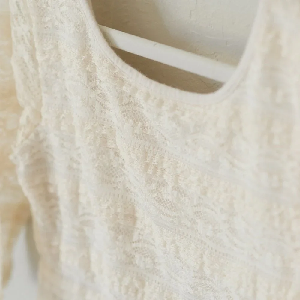 Old Navy Kids Ivory Lace‎ Dress 3/4 Sleeve Size Small